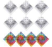 Fivebop 20/40 Pcs White Bandanas for Tie Dye DIY Blank Cotton Bandanas Plain Handkerchiefs Headband Head Wrap 22" x 22", Pattern-10, 22*22 inches