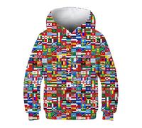 FiveEarl World Flags 3D Print Hooded Sweatshirt, Long Sleeve Pullover Hoodie for Youth Boys Girls, Ages 6-14 (UK, Age, 8 Years, 10 Years, Regular, Wflg02)