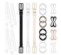 FIVEGOGO Bra Strap Clips Holders to Make Racerback Strap Holders for Slip Bra Clip to Conceal Straps, Clear+black+nude+white, Standard