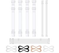 FIVEGOGO Clear Bra Straps, 3 Pairs Shoulder Straps + 1Pc Clear Back Strap + 4Pcs Bra Strap Clips, Non-Slip Adjustable Invisible Transparent Bra Straps, Bra Clips to Make Racerback, Clear, Standard