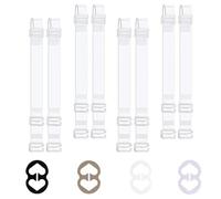 FIVEGOGO Clear Bra Straps, 4 Pairs Invisible Bra Straps + 4 Pcs Bra Strap Clips, Non-Slip Adjustable Transparent Bra Straps, Clear Straps For Bra, Bra Clips to Make Racerback, Clear, Standard