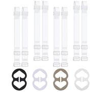 FIVEGOGO Clear Bra Straps, 4 Pairs Invisible Bra Straps+4Pcs Strap Clips, Adjustable Bra Straps Bra Clips to Make Racerback, 1.5cm+1.8cm Wide Straps, Standard