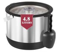 FiveHome 5QT/4.8L Insulated Ice Bucket for Parties, Large Capacity Double-Wall Beverage Bucket with Scoop & Lid for Champagne, Wine, Cocktail (Black)