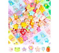 FIVEIZERO 100PCS Cute Slime Charms Bulk Set - Kawaii Flatback Resin Charms for Crafts, Mini Decoden Acrylic Embellishments for Phone Junk Cases, Scrapbooking & DIY Decoration (Multicolor)