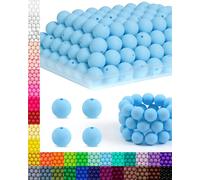 FIVEIZERO 150PCS 15mm Pastel Blue Silicone Beads