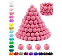 FIVEIZERO 180PCS 12mm Pink Silicone Round Beads for DIY Crafts and Keychains