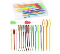 FIVEIZERO 19 Pcs Yarn Needles Set, Assorted Yarn Needles Bent Tapestry Needle Weaving Needle Darning Needles Plastic Needles Large Eye Blunt Knitting Needles for Sewing Crochet YZQ