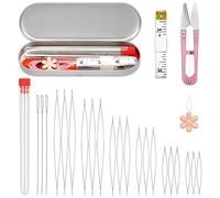 FIVEIZERO 21pc Beading Needles Set, 6 Sizes Big Eye, Sliver Metal, Blunt Point, Ideal for Jewelry Making