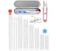 FIVEIZERO 21pc Beading Needles Set, 6 Sizes Big Eye, Sliver Metal, Blunt Point, Ideal for Jewelry Making