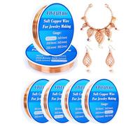 FIVEIZERO 6 Rolls 6 Size Jewelry Making Wire Kit - 18/20/22/24/26/28 Gauge Pure Dead Soft Bare Copper Wire for Electroculture Gardening, Crafting, Beading, Sculpting