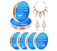 FIVEIZERO 6 Rolls 6 Size Jewelry Making Wire Kit - 18/20/22/24/26/28 Gauge Pure Dead Soft Bare Copper Wire for Electroculture Gardening, Crafting, Beading, Sculpting