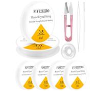 FIVEIZERO 6 Rolls Elastic Bracelet String Cord, 0.4-1mm Round Crystal Clear Stretchy Bead String for Bracelets, Jewelry Making and Clay Pony Seed Stone Beads Beading, 8.7 Inches