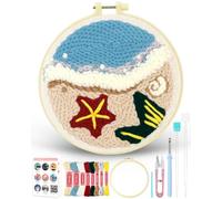 FIVEIZERO Punch Needle Kit for Beginners, Punch Embroidery Kit with Beach Patterns, Yarn Punch Needle Art Craft Kit for Adults, DIY Punch Needling Starter Set