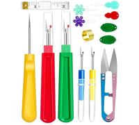 FIVEIZERO Seam Rippers for Sewing - 2 Big and 2 Small Stitch Remover Tools, Thread Ripper, Embroidery Removal Tool, with Needle Threaders, Thimbles, Tape Measure, Tailors Awl and Thread Snips