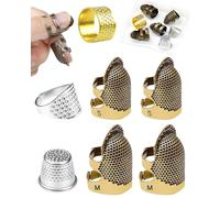 FIVEIZERO Thimble Kit- 7 PCS Sewing Thimbles for Hand Sewing, Metal Finger Protectors, Thimble Ring for Quilting and Embroidery