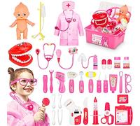 Fivejoy Doctors Set for Kids Age 3, Dentist Toys for Kids with Simulation Stethoscope, Pretend Role Play Medical Kit Educational Toys Gifts for 2 3 4 5 Year Old Toddlers Girls Boys