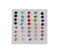 fivekim 20 Pairs Colorful Faux Rhinestone Plastic Ear Studs Hypoallergenic Earrings Hypoallergenic plastic needle earrings Colorful