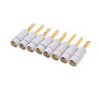 fivekim 8 Pcs Gold Plated Copper Bfa 4Mm Banana Plug Adapter Wire Speaker Connectors Banana Plug Red, Black