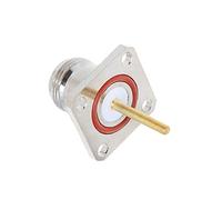 fivekim Brass N Female Jack Connector With 4 Hole Flange Mount Chassis Rf Adapter Long Solder Pin Terminal Female Jack Silver