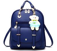 FiveloveTwo Fashion Backpack PU Leather Women Girls Backpack Purse School Shoulder Hobo Bag Satchels Top-Handle Bags, Dark Blue, 4