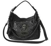 FiveloveTwo Women Skull Chain Handbag Large Capacity Gothic Shoulder Bag Studded Doctor Rivet Tote Satchel