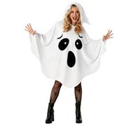 FiveMileBro White Ghost Cape with Hood, Ghost Costume & Halloween Costume for Adults Women, Ideal for Horror Cosplay, Fancy Dress, Masquerade and Carnival Parties