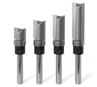 FivePears 4 PCS Pattern Flush Trim Router Bit Set 1/4 Inch Shank, Top Bearing Flush Cut Trim Router Bit for Woodworking, Cutting Diameter: 1/2", Cutting Length: 1/2", 3/4", 1", 1-1/2"