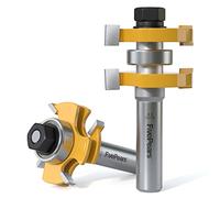 FivePears Adjustable Tongue and Groove Router Bit Set with 1/2 Inch Shank, Shaker Style 3 Teeth T Shape Wood Milling Router Bit for Match Oak Hardwood Floor Wainscoting Boards Joinery