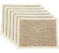 FiveRen Placemats Burlap and Beige Lace Jute Rustic Farmhouse Table Mats Table Decor & One of Life's Little Home Luxuries for Special Occasions, Parties, Weddings, BBQ's, Holidays (Set of 6)
