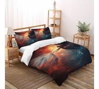 FIVERGIDEC Angel Demon Bedding Set Digital Printe Gothic Theme Duvet Cover Set Microfiber Quilt Cover Suitable for Family,couple,children with Pillow Super King（260x220cm）