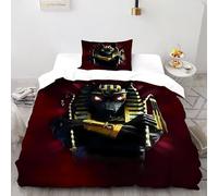 FIVERGIDEC Anubis Egyptian Bedding Set 3D Design Myth DesertAnimal Duvet Cover Set Chic Breathable Quilt Cover 2 Pieces Universal for All Seasons Pillowcase Single（135x200cm）
