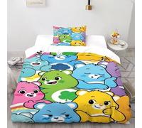 FIVERGIDEC Care Bears Colorful Bedding Set 2 Pieces 3D Digital Printing Animal Theme Wildlife Duvet Cover Set Chic Breathable Quilt Cover Girl Woman with Pillowcase Single（135x200cm）
