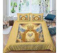 FIVERGIDEC Crown Wings Bedding Set 3D Digital Printing Aesthetic Sky Creatures Duvet Cover Set Pillowcase Microfiber Quilt Cover Suitable for Family,couple,children King（220x240cm）