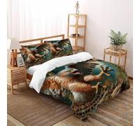 FIVERGIDEC Falcon Bedding Set 3D Design Animal Themes Wildlife Duvet Cover Set Chic Breathable Quilt Cover Suitable for Family, Couple, Children with Pillow Double（200x200cm）