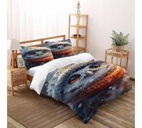 FIVERGIDEC Owl Scarf Bedding Set 3D Design Animal Themes Wildlife Duvet Cover Set 3 Pieces Microfiber Quilt Cover Suitable for Family,couple,children with Pillowcase Super King(260x220cm)