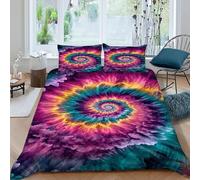 FIVERGIDEC Spiral Color Bedding Set 3D Design Ripple Illustrations Duvet Cover Set Microfiber Quilt Cover Universal for All Seasons with Pillowcase King(220x240cm)