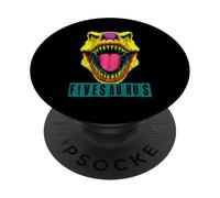 Fivesaurus - Five-A Saurus T-Rex 5th Birthday PopSockets Adhesive PopGrip