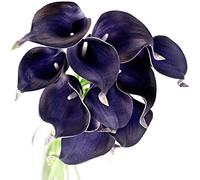 FiveSeasonStuff 10 Stems Real Touch Calla Lilies Artificial Flower Bouquet, Perfect Wedding, Bridal, Party, Home Office Décor DIY (Dark Blue Violet)