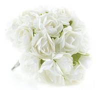 FiveSeasonStuff 144 Pcs Mini Artificial Paper Azalea Flowers, Floral Arrangements, Craft Projects, Perfect for Wedding, Bridal, DIY, Greeting Card, Photo Album, Hair Accessory (White)