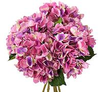 FiveSeasonStuff 5 Stems Silk Artificial Hydrangea Flowers, ‘’Life-Size’’ Bouquet, Floral Arrangement, Floral Arrangement Decoration 47cm (Magenta Pink)