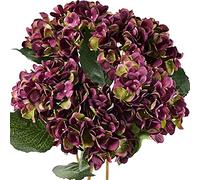 FiveSeasonStuff 5 Stems Silk Artificial Hydrangea Flowers, ‘’Life-Size’’ Dark Purple Bouquet, Floral Arrangement, Floral Arrangement Decoration 47cm