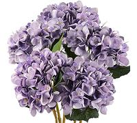 FiveSeasonStuff 5 Stems Silk Artificial Hydrangea Flowers, ‘’Life-Size’’ Light Purple Bouquet, Floral Arrangement, Floral Arrangement Decoration 47cm