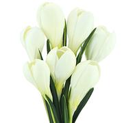 FiveSeasonStuff 7 Stems (White) Realistic Artificial Saffron Crocus Flowers for Wedding Home Party Decoration DIY