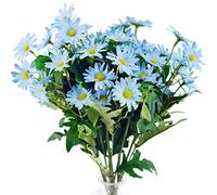 FiveSeasonStuff Artificial Daisy Flowers Silk Blue Bouquet Wedding Home Centrepiece Decorations (2 Bunches 36cm)