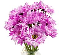 FiveSeasonStuff Artificial Flowers Silk Gerbera Purple Bouquet 10 Stems | for Wedding Home Shop Office Restaurant Party Décor | DIY Flowerss Arrangement Decoration 32cm (12.6 inches)