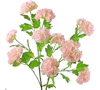 FiveSeasonStuff Blush Pink Snowball Viburnum Long Stem Real Touch Artificial Flowers 88cm 2 Stems
