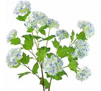 FiveSeasonStuff Cloudy Blue Snowball Viburnum Long Stem Real Touch Artificial Flowers 88cm 2 Stems