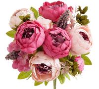 FiveSeasonStuff Mixed Pink Artificial Peony Bouquet, 50 cm Bendable Stems