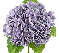 FiveSeasonStuff Real Touch Silk Pale Purple Hydrangea Flowers, 2 Large Long Stems Artificial Flowers for Floral Decoration Arrangements