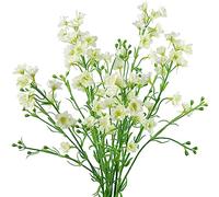 FiveSeasonStuff Summer White Delphinium Real Touch Artificial Flowers, 63cm 6 Stems